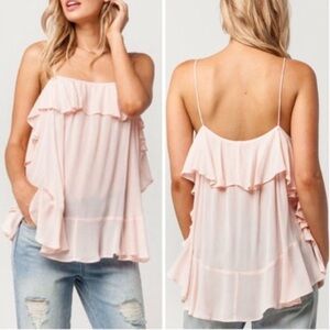Free People Cascades Pink Tank Top Size Large Women